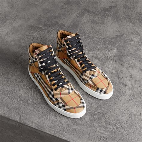 burberry vintage check cotton sneakers men|check cotton high top sneakers.